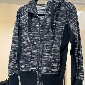 Zella Black and Cream Zip Hoodie. Never Worn. Size Medium.